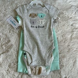 Love My Friends Legging and Bodysuit Set Animals Mint Gray Koala Bear Dog Cat